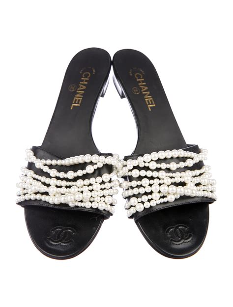 chanel slides with pearls